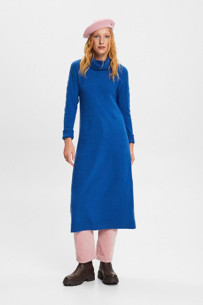 Sukienka mini z półgolfem, BRIGHT BLUE, detail image number 4