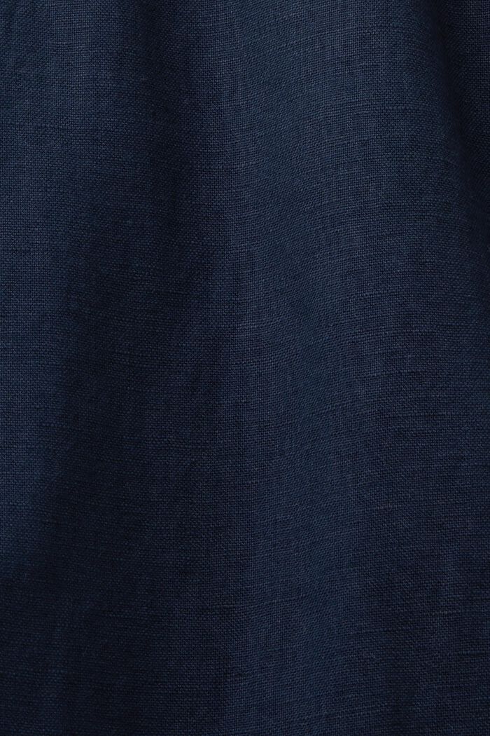 Spodnie o prostym kroju z lnu i bawełny, NAVY, detail image number 5