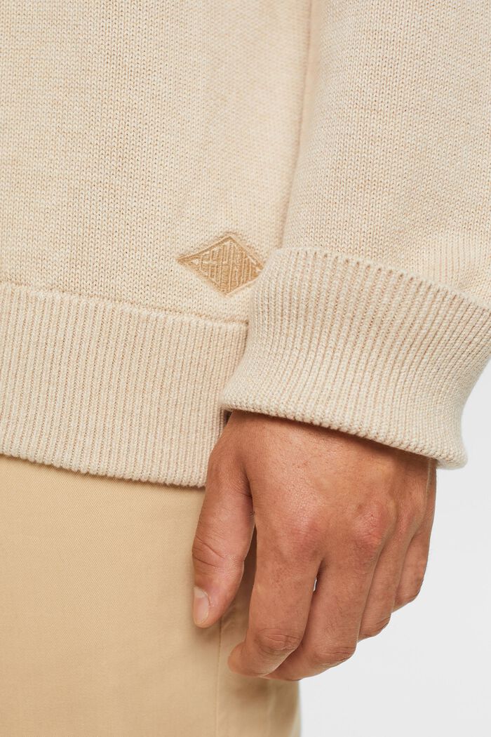 Sweter z okrągłym dekoltem z bawełny, SAND, detail image number 2