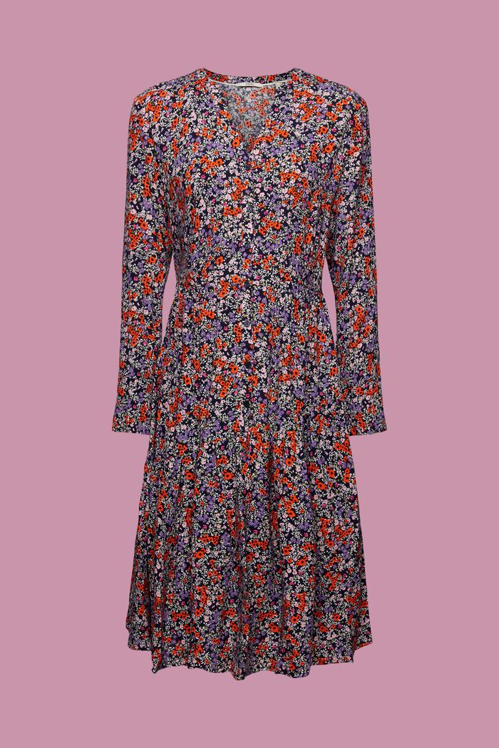 Sukienka midi z kwiatowym nadrukiem na całej powierzchni, NAVY, detail image number 6