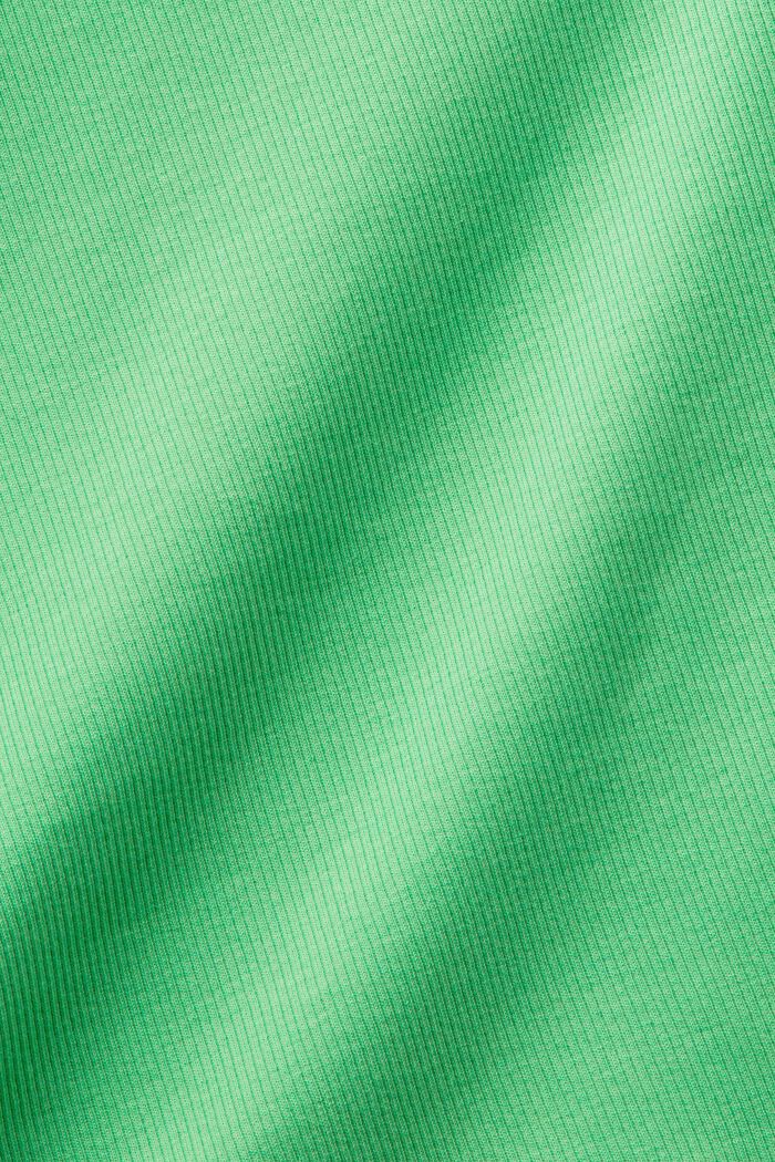 Skrócony T-shirt z prążkowanej bawełny, CITRUS GREEN, detail image number 5
