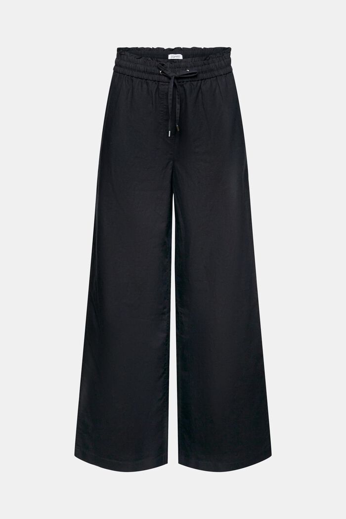 Spodnie z bawełny i lnu, BLACK, detail image number 7