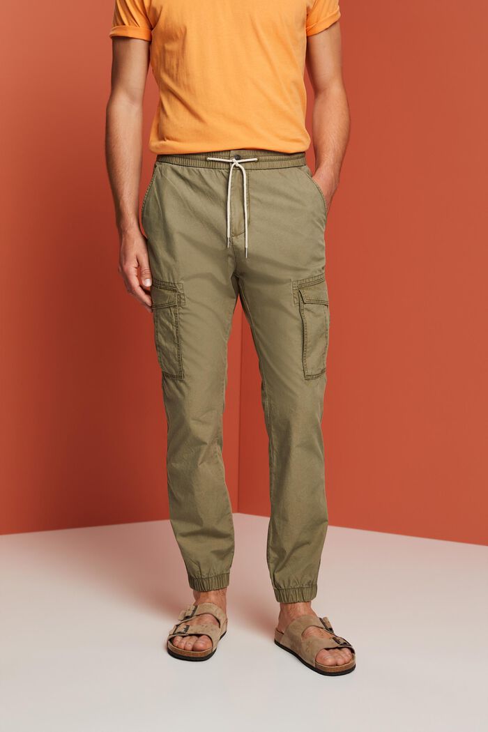 Spodnie bojówki na gumce, 100% bawełny, OLIVE, detail image number 0