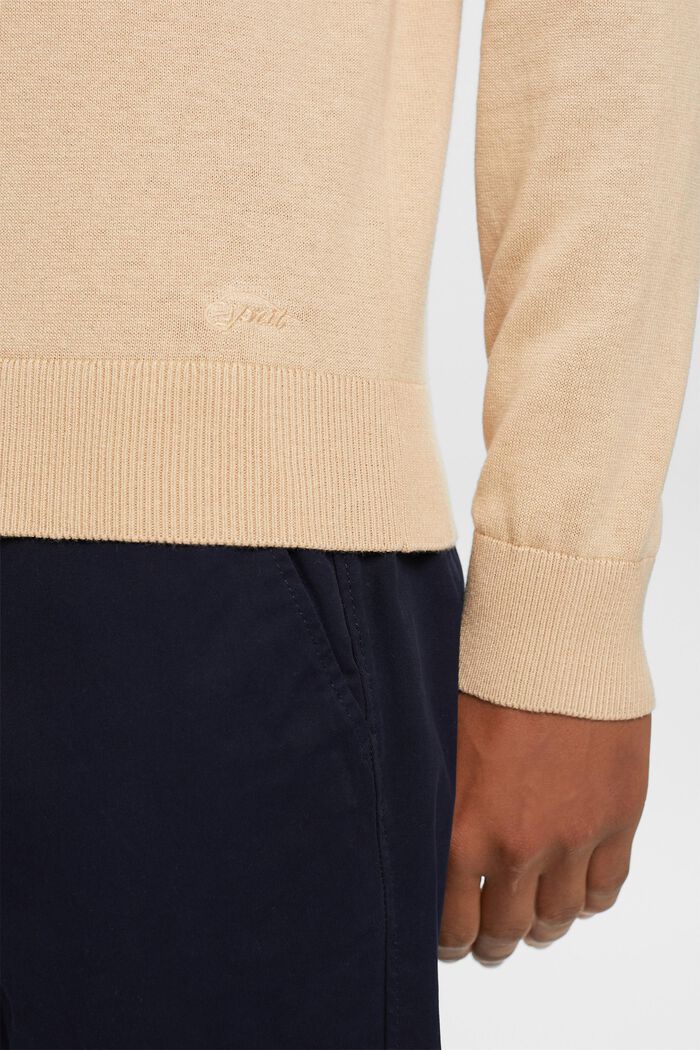Dzianinowy sweter z kołnierzykiem polo, TENCEL™, SAND, detail image number 2