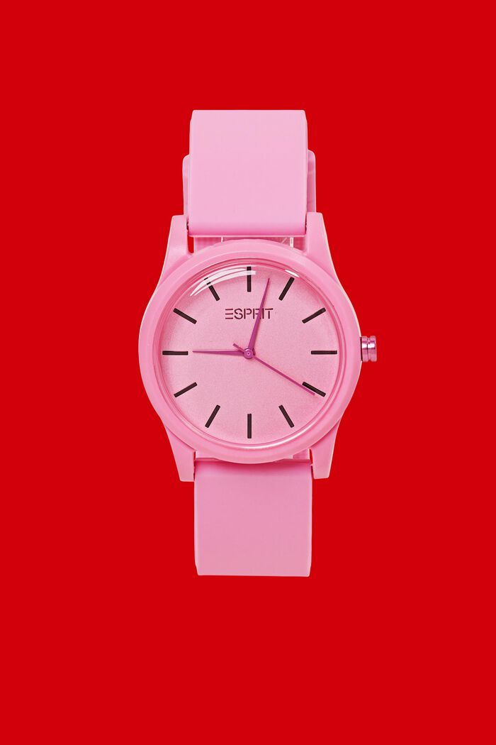 Kolorowy zegarek z gumowym paskiem, PINK, detail image number 0