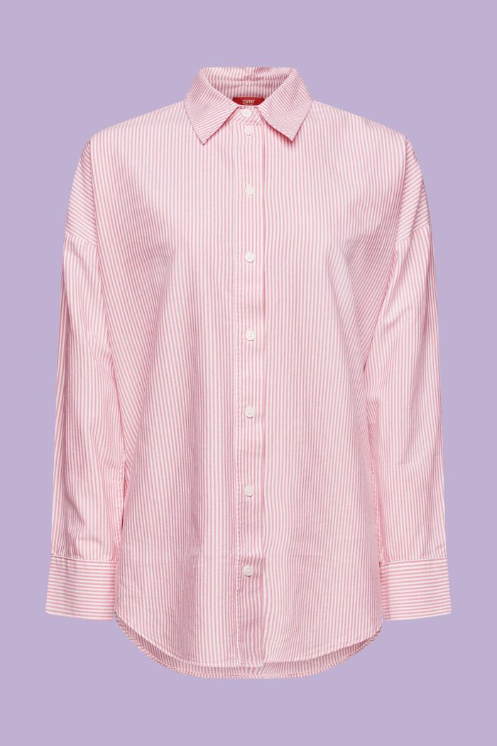 Koszula bawełniana w paski, fason oversize, PINK, detail image number 5