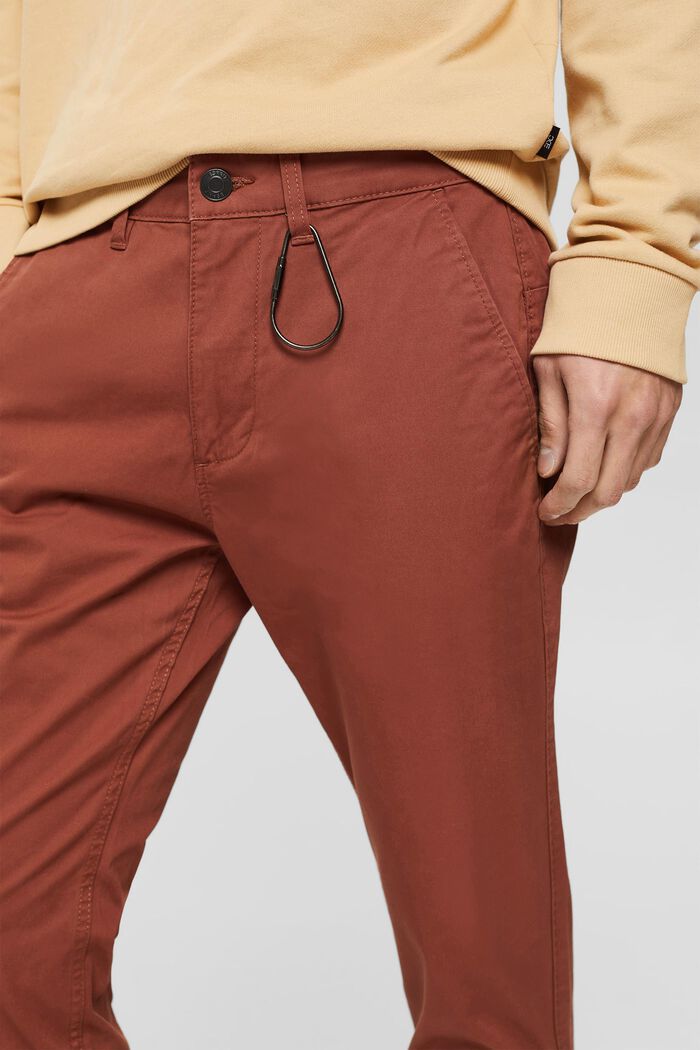 Wąskie spodnie chino z bawełny organicznej, RUST BROWN, detail image number 0
