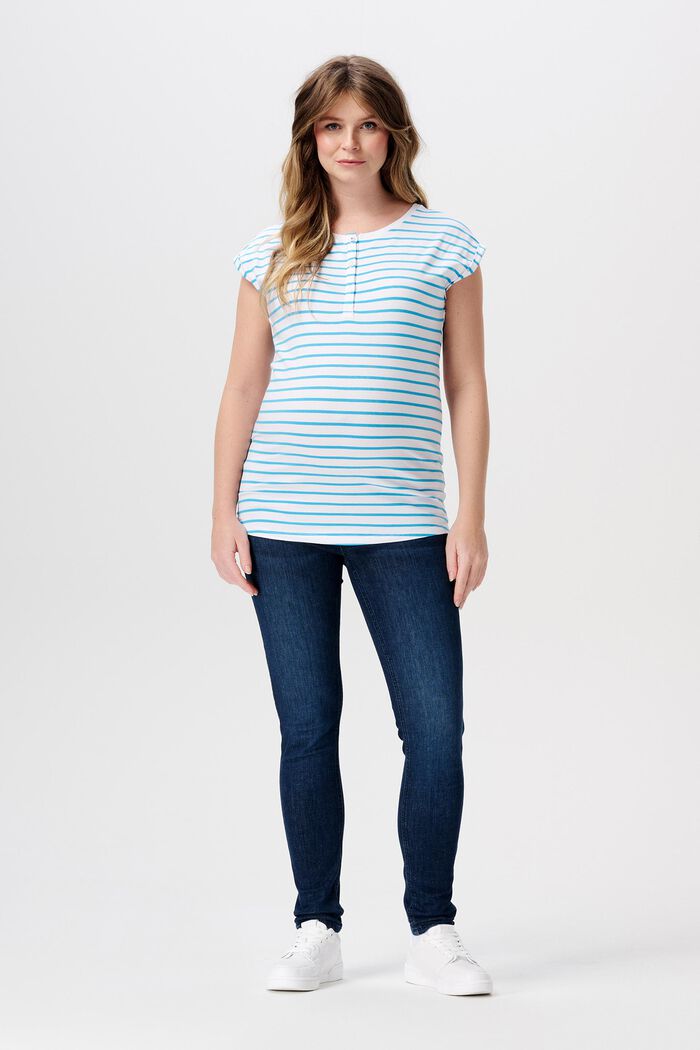 MATERNITY T-shirt henley z bawełny organicznej, BLUE, detail image number 1