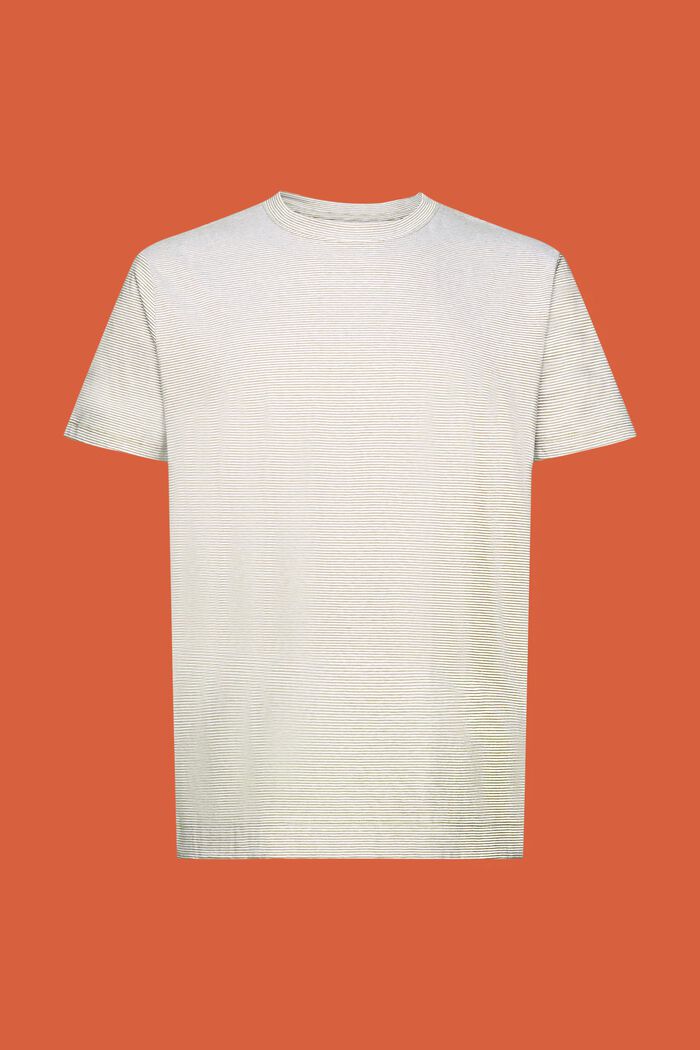 T-shirt w paski, mieszanka bawełny i lnu, LEAF GREEN, detail image number 6