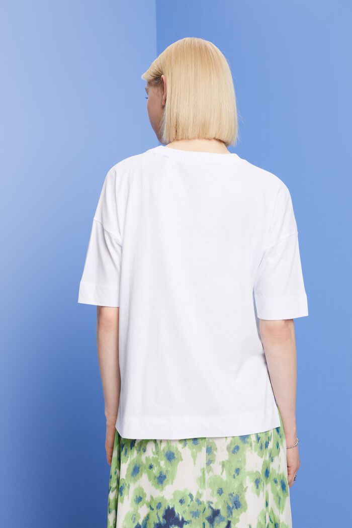 T-shirt z nadrukiem, fason oversize, TENCEL™, WHITE, detail image number 3