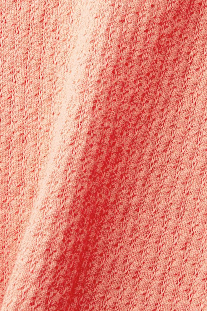 Sweter polo z wzorem pointelle, mieszanka jedwabiu, CORAL, detail image number 6