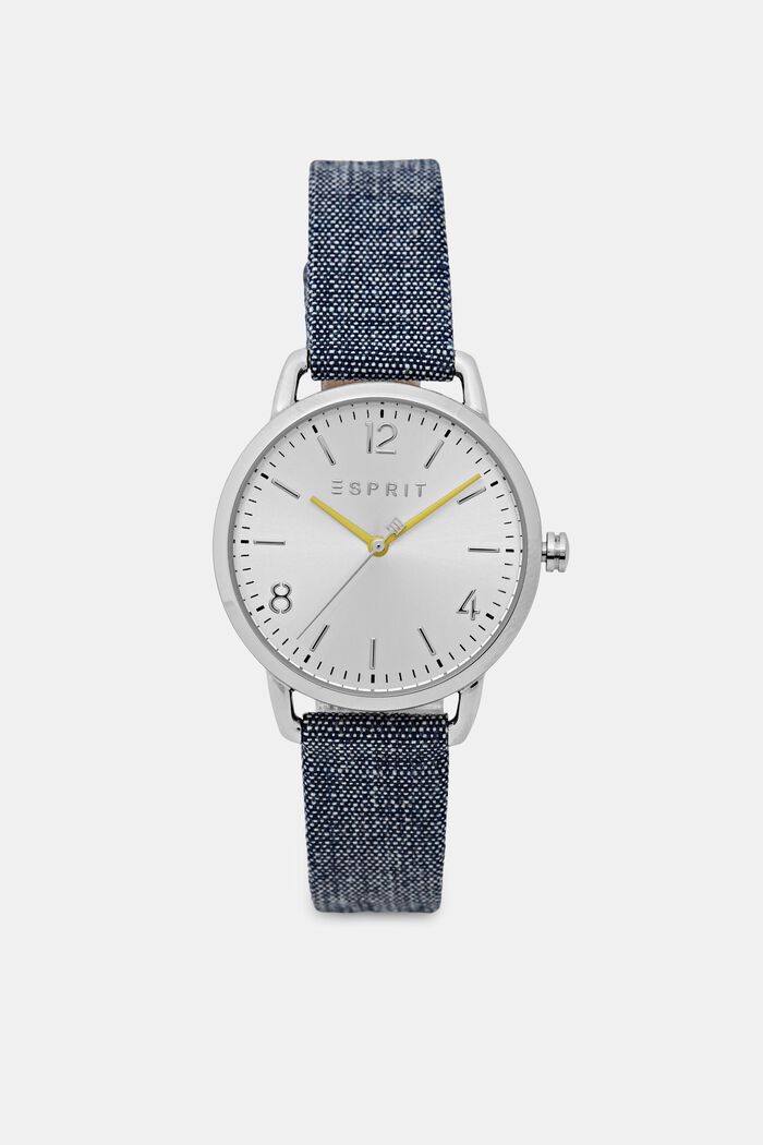 Zegarek ze stali szlachetnej z dżinsowym paskiem, BLUE, detail image number 0