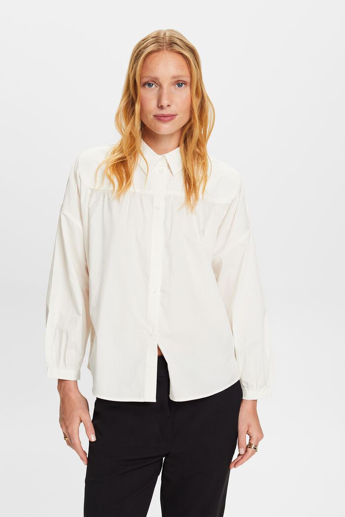 Bluzka z popeliny, 100% bawełny, OFF WHITE, detail image number 4