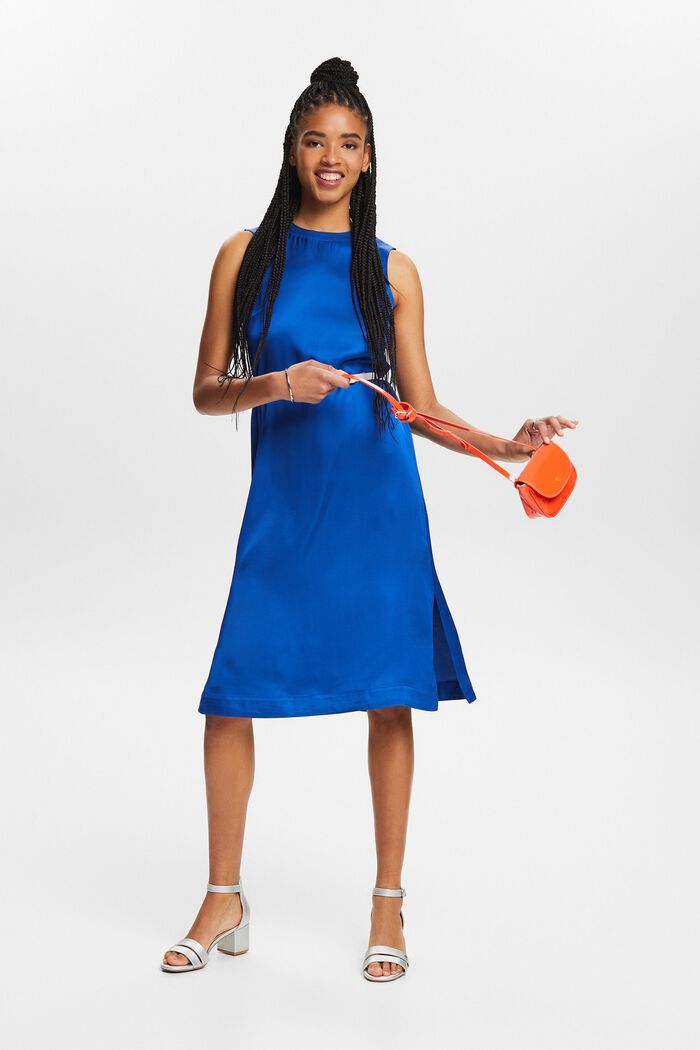 Satynowa sukienka bez rękawów, BRIGHT BLUE, detail image number 1
