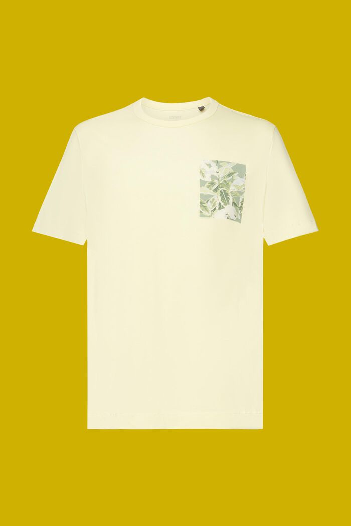 T-shirt z dżerseju z nadrukiem na piersi, 100% bawełna, LIGHT YELLOW, detail image number 6