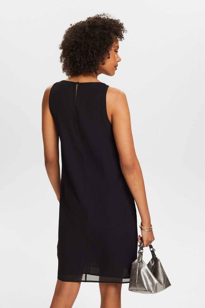 Sukienka mini bez rękawów z szyfonowej krepy, BLACK, detail image number 2