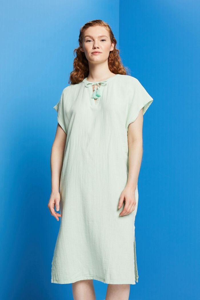 Plażowa sukienka w stylu tuniki, 100% bawełna, DUSTY GREEN, detail image number 0