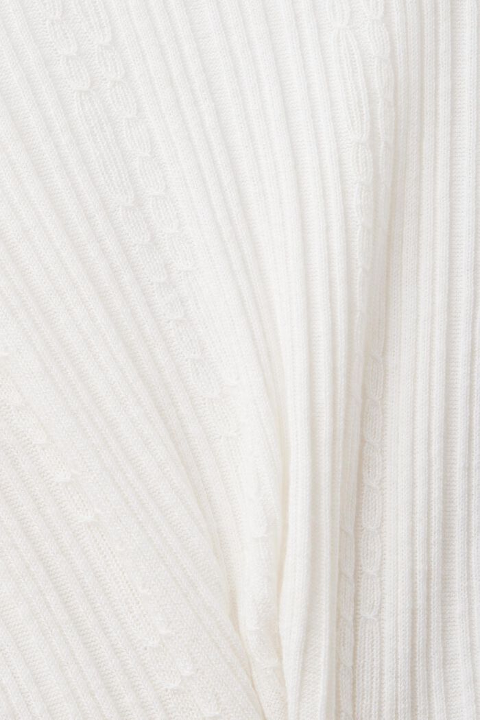 Skrócony kardigan w prążkowany wzór, OFF WHITE, detail image number 5