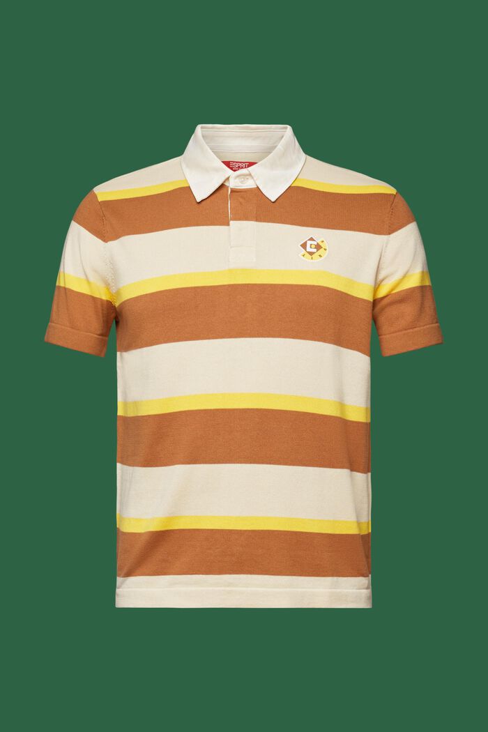 Bawełniana koszulka polo w paski z logo, CARAMEL, detail image number 6