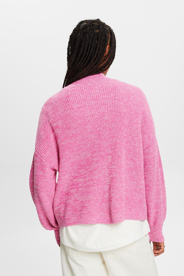 Sweter z półgolfem z prążkowanej dzianiny, PINK FUCHSIA, detail image number 4
