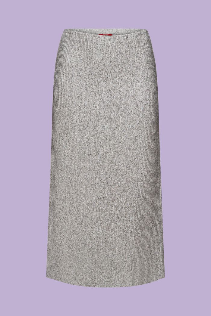 Spódnica midi z prążkowanej dzianiny, GREY, detail image number 6