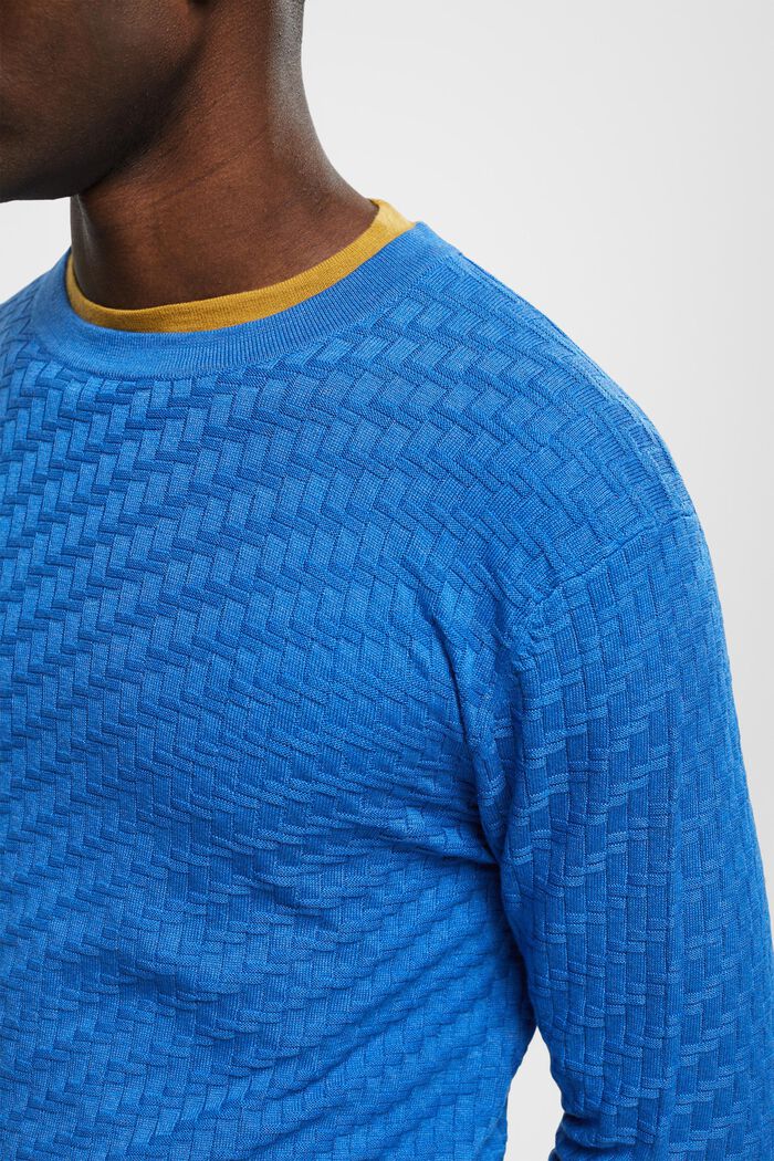 Sweter z okrągłym dekoltem z fakturą, BLUE, detail image number 2