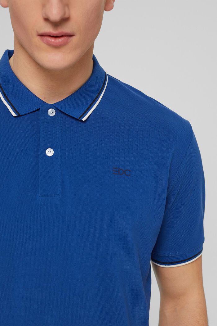 Koszulka polo z piki z detalem z logo, BRIGHT BLUE, detail image number 0