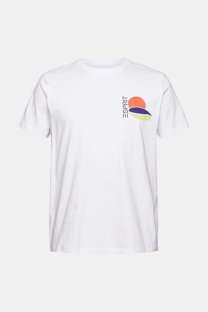 Dżersejowy T-shirt z nadrukiem na plecach, WHITE, overview
