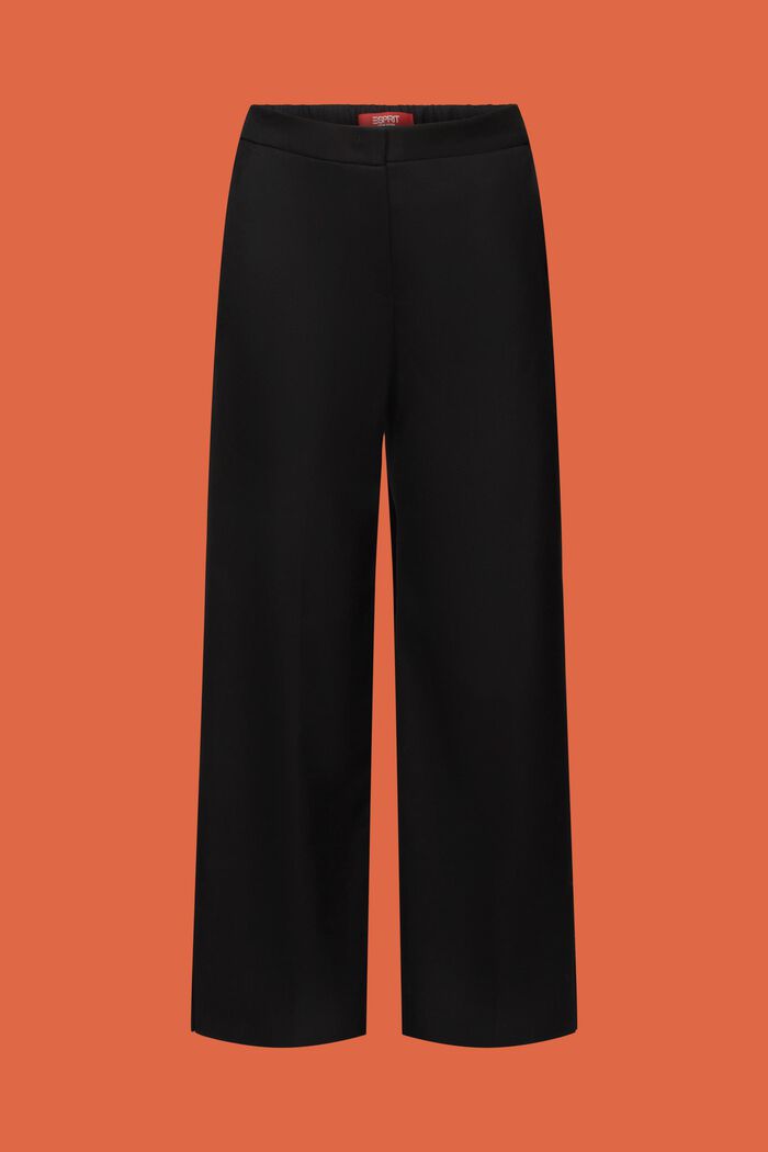 Flanelowe spodnie z rozcięciem na dole, BLACK, detail image number 7