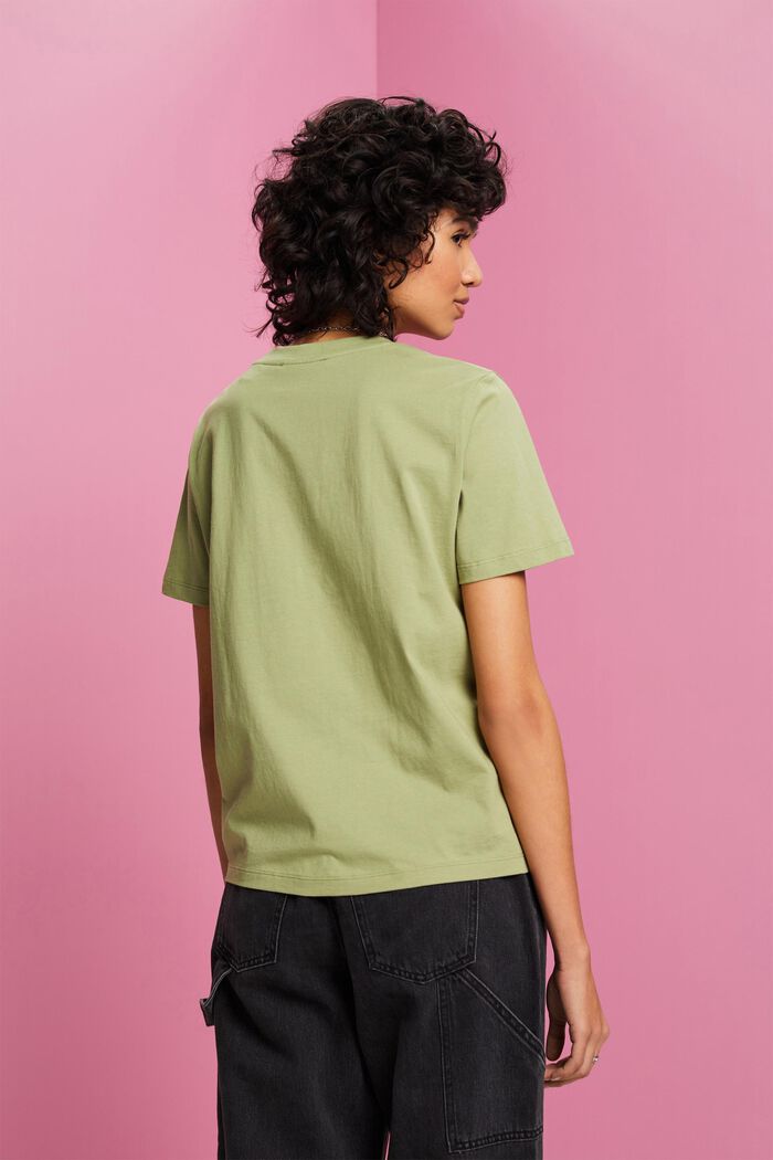 Bawełniany T-shirt z kwiatowym nadrukiem, PISTACHIO GREEN, detail image number 3