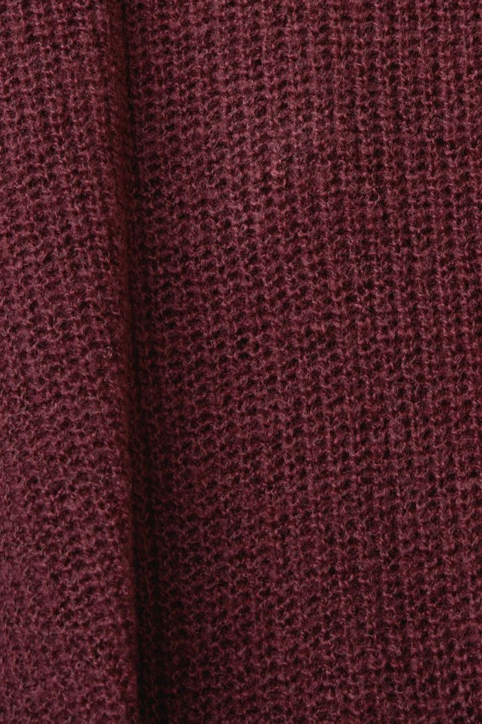 Sweter z dekoltem w serek, mieszanka z wełną, AUBERGINE, detail image number 5