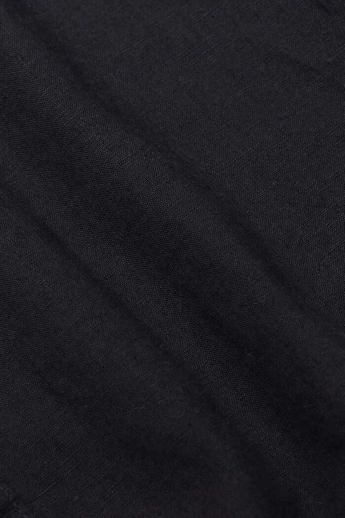 Koszula z krótkim rękawem z mieszanki lnu i bawełny, BLACK, detail image number 4