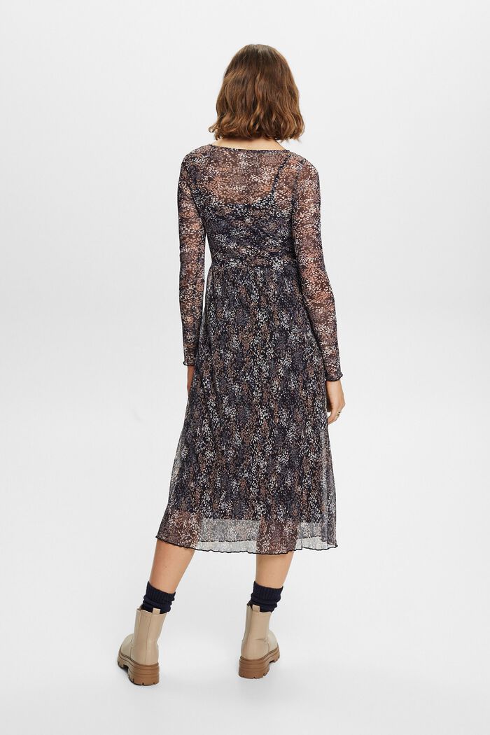 Wzorzysta i plisowana sukienka z siateczki, BLACK, detail image number 3