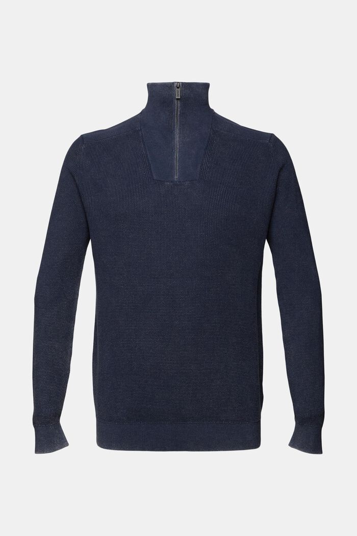 Sweter z zamkiem do połowy długości, 100% bawełna, NAVY, detail image number 5