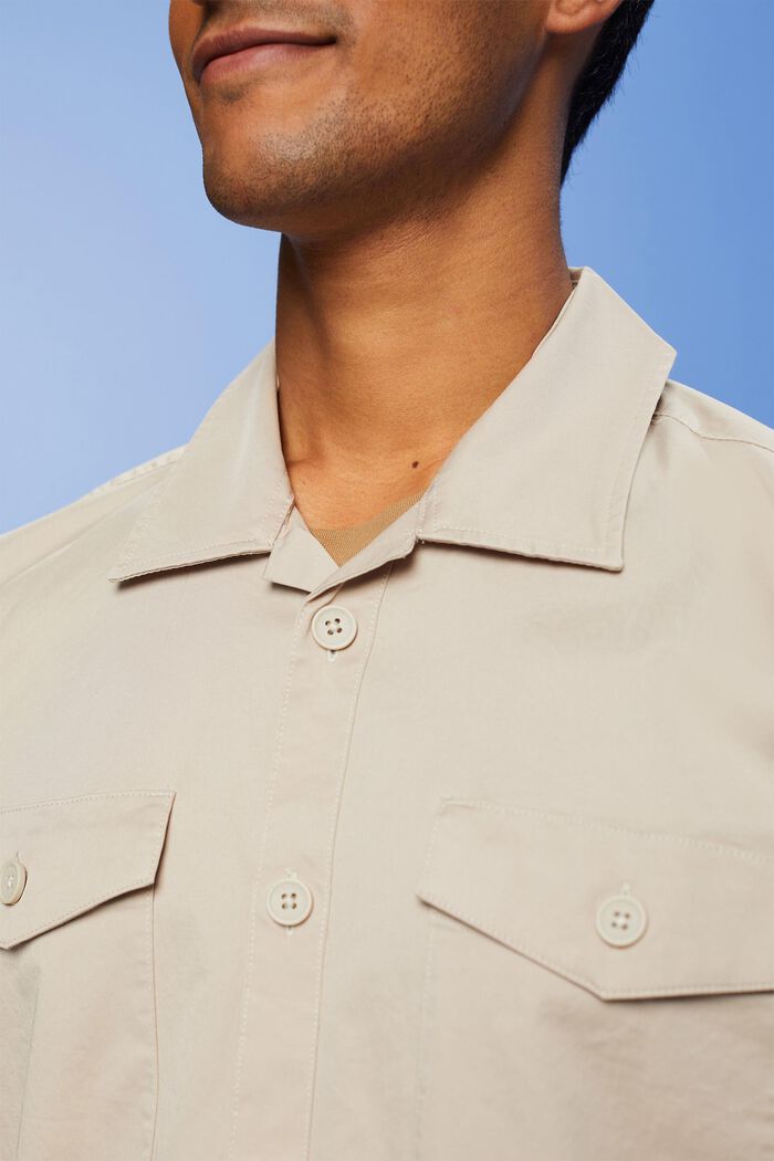 Bawełniana koszula z dwiema kieszonkami na piersi, LIGHT TAUPE, detail image number 2
