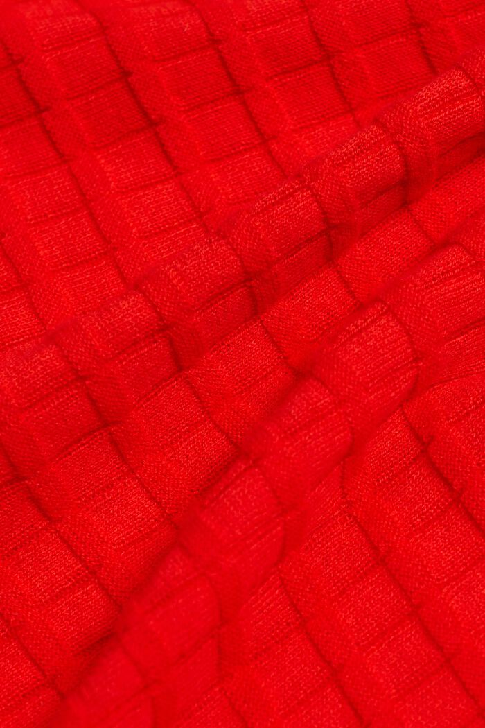 Sweter z fakturowanej dzianiny, RED, detail image number 5