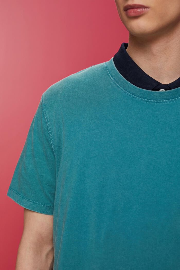 Farbowany po uszyciu T-shirt z jerseyu, 100% bawełna, TEAL BLUE, detail image number 2