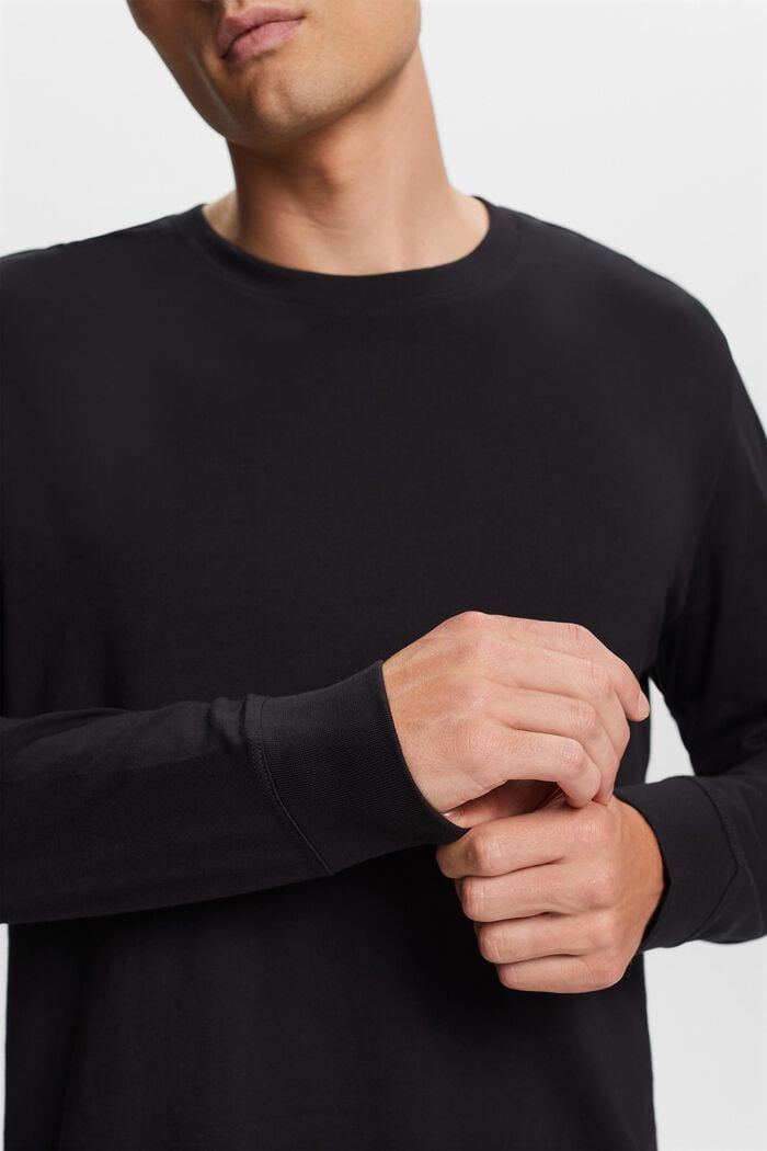 Dżersejowa koszulka z długim rękawem, 100% bawełny, BLACK, detail image number 2