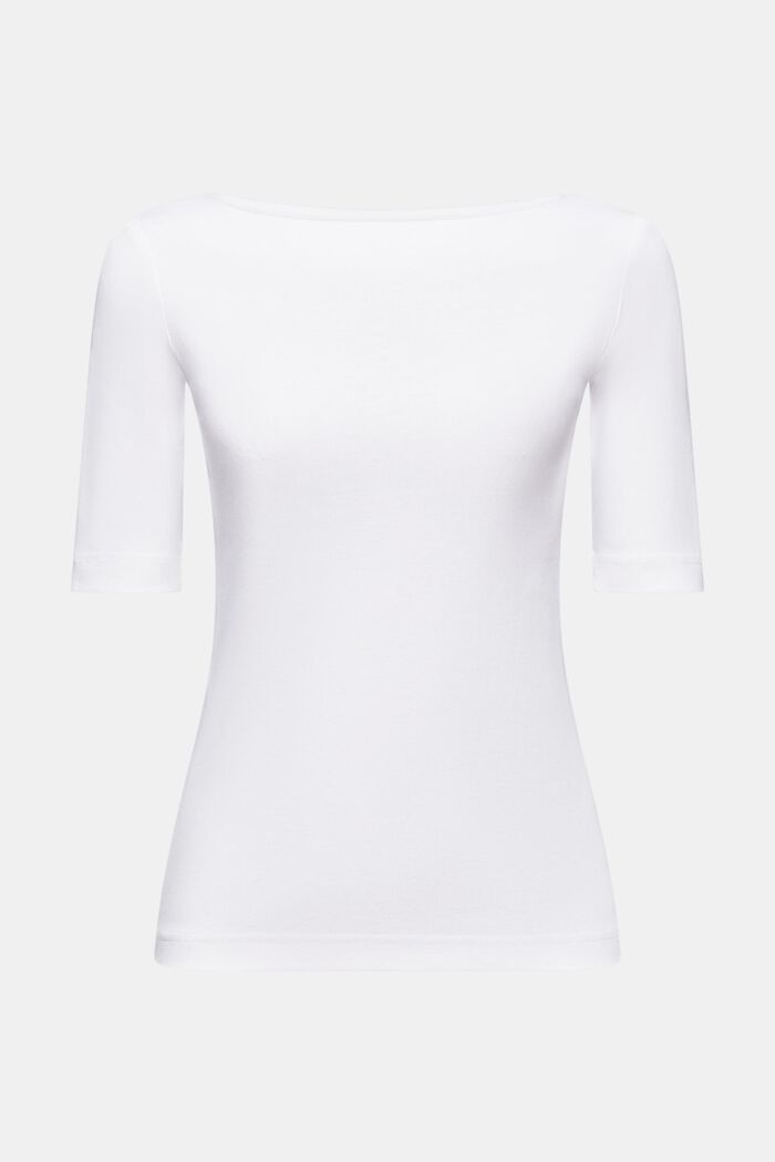 T-shirt z łódkowym dekoltem, WHITE, detail image number 7