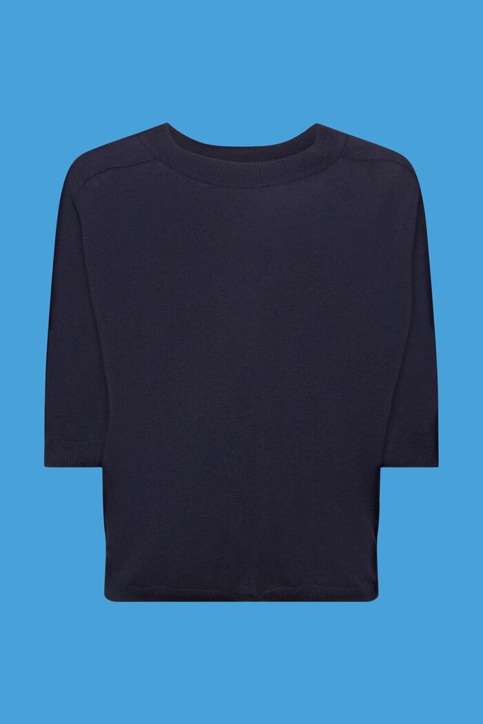 Sweter ze skróconym rękawem z lnem, NAVY, detail image number 6