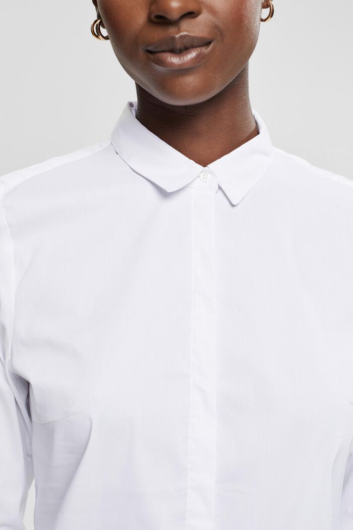 Bluzka koszulowa z mieszanki bawełnianej, WHITE, detail image number 3