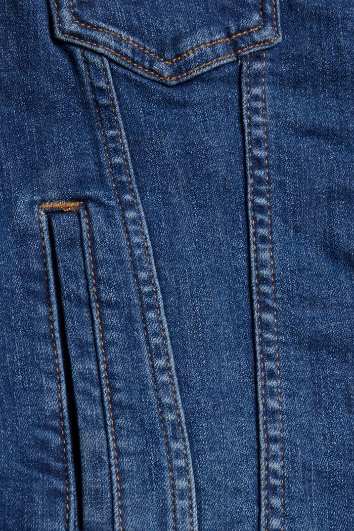 Dżinsowa kurtka w stylu used, z bawełny organicznej, BLUE DARK WASHED, detail image number 6