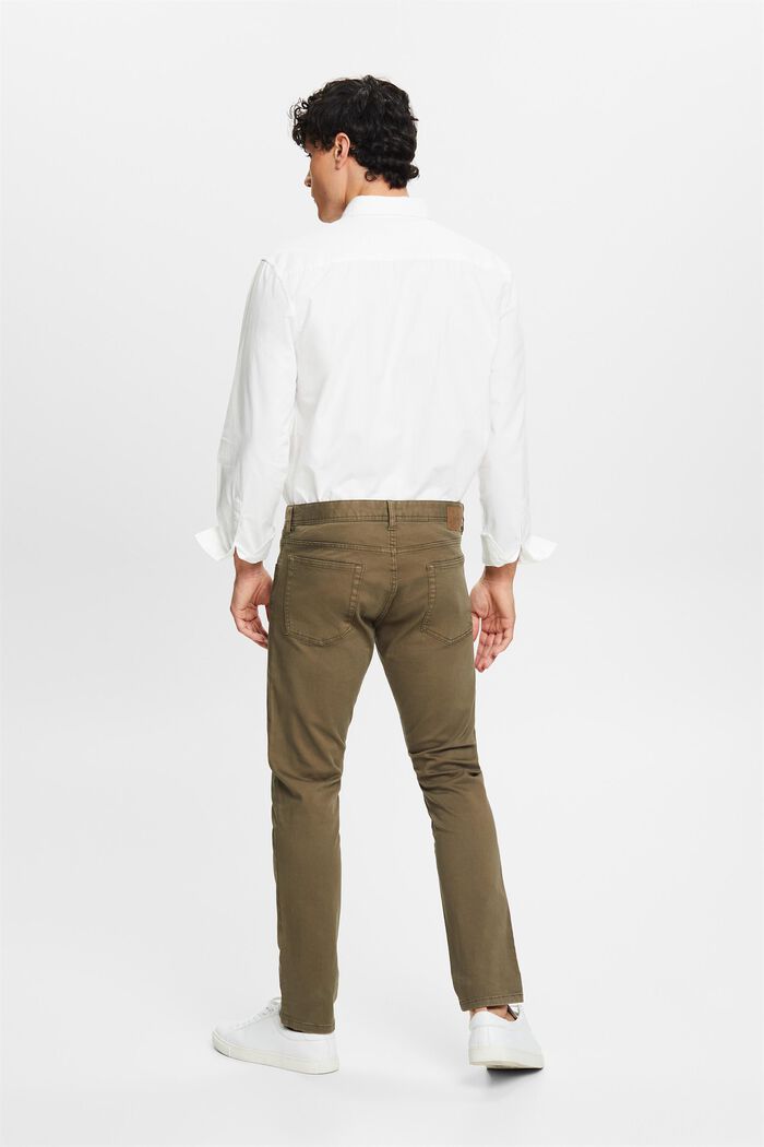 Spodnie slim fit, bawełna organiczna, DARK KHAKI, detail image number 2