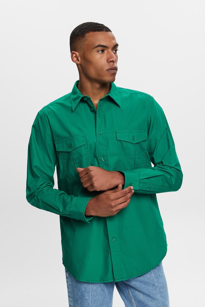 Koszula w stylu utility z bawełny, DARK GREEN, detail image number 0