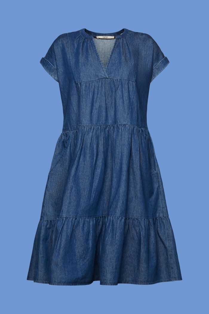 Lekka, dżinsowa sukienka, 100% bawełna, BLUE MEDIUM WASHED, detail image number 6