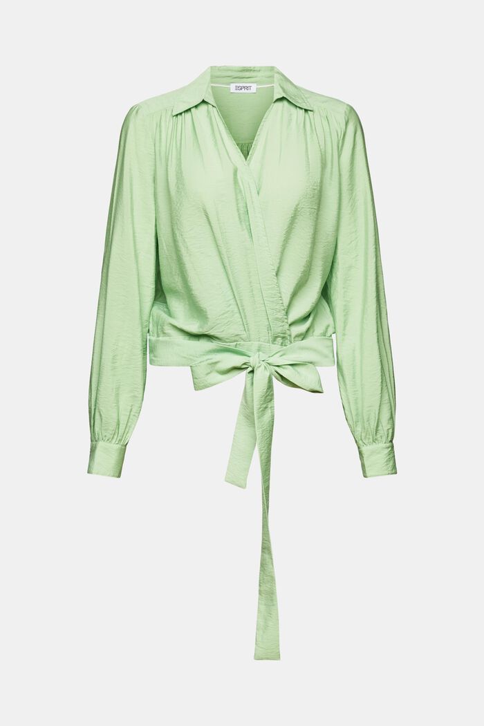 Bluzka w kopertowym stylu z marszczeniami, LIGHT GREEN, detail image number 5