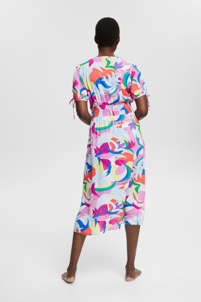 Kolorowa, wzorzysta sukienka, LENZING™ ECOVERO™, VIOLET, detail image number 2
