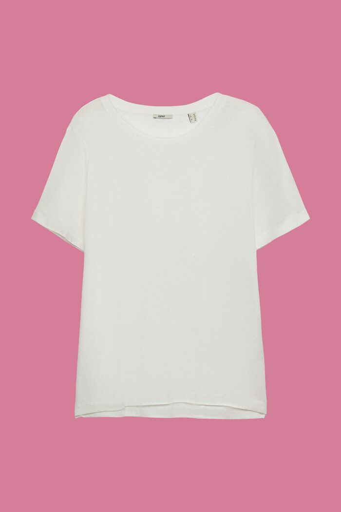 PLUS SIZE T-shirt z mieszanki lnu i bawełny, OFF WHITE, detail image number 0