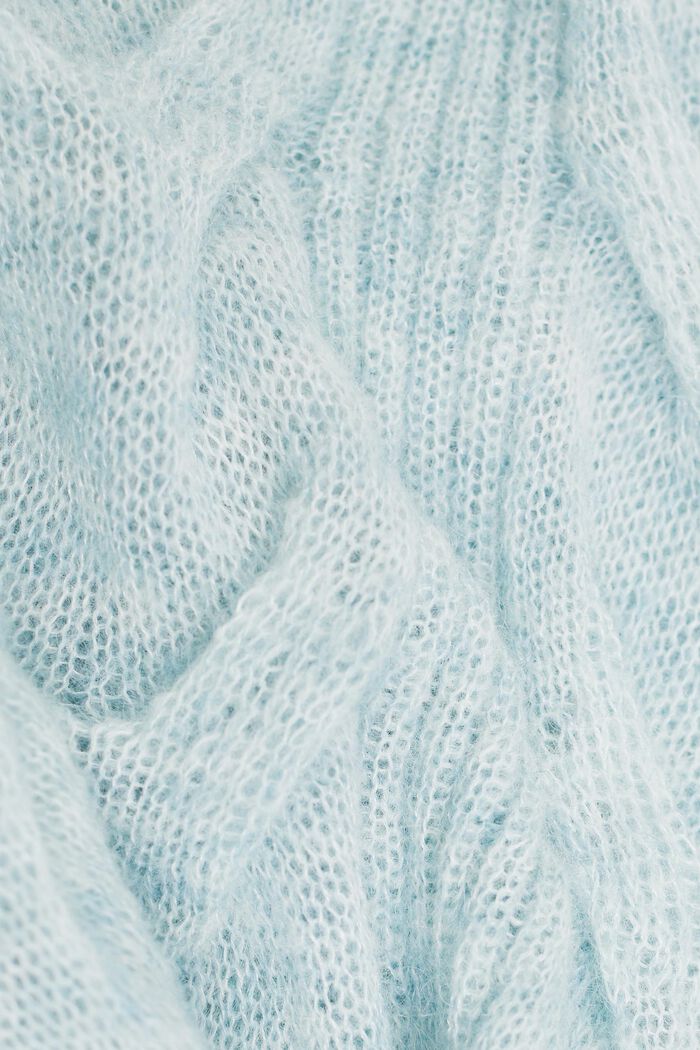 Sweter z półgolfem z wzorem w warkocze, LIGHT AQUA GREEN, detail image number 7