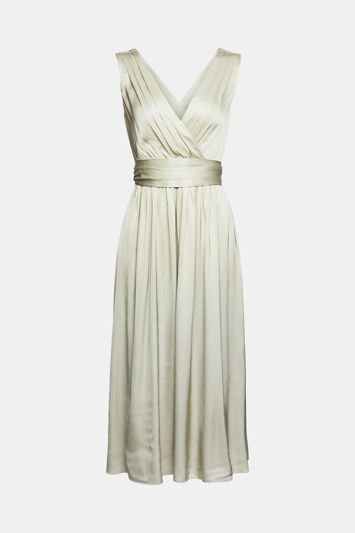Sukienka midi z materiału przypominającego satynę, LENZING™ ECOVERO™